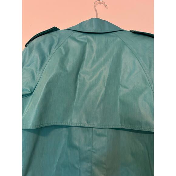 London Fog double breasted beautiful blue/green light weight trench/rain coat 8P - Picture 7 of 9